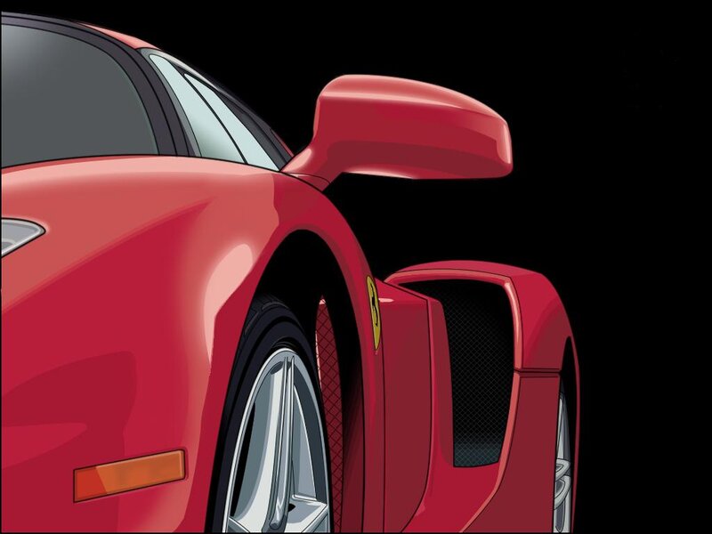 Red Sports Car — Dramatic, Digital Art, Car Door