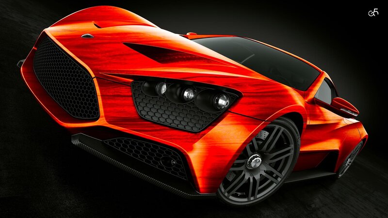 Red Sports Car — Dramatic, Digital Art, Grille, Headlights, Wheels