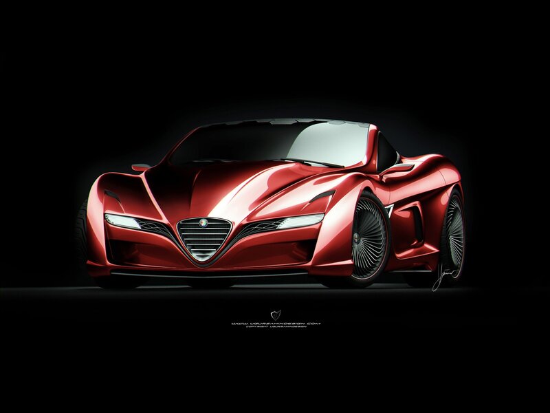 Red Sports Car — Dramatic, Digital Art, Grille, Wheels