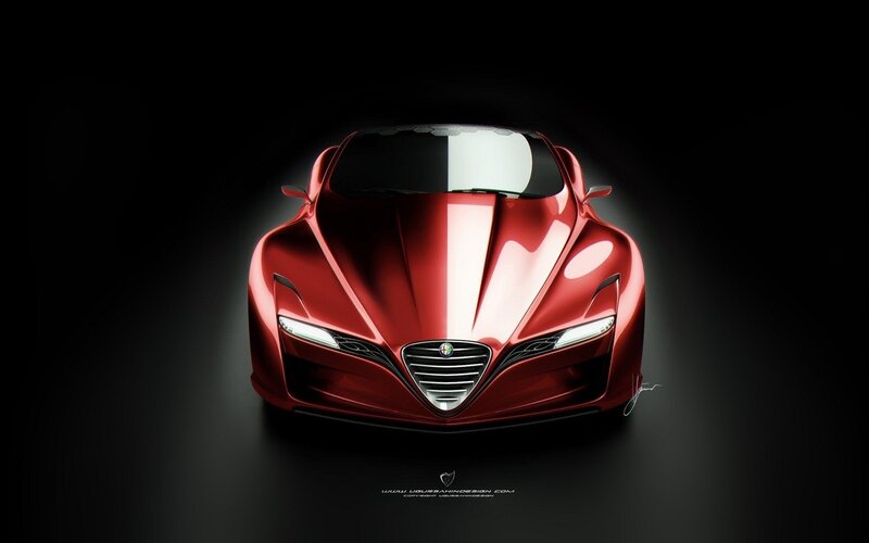 Red Sports Car — Dramatic, Digital Art, Logo