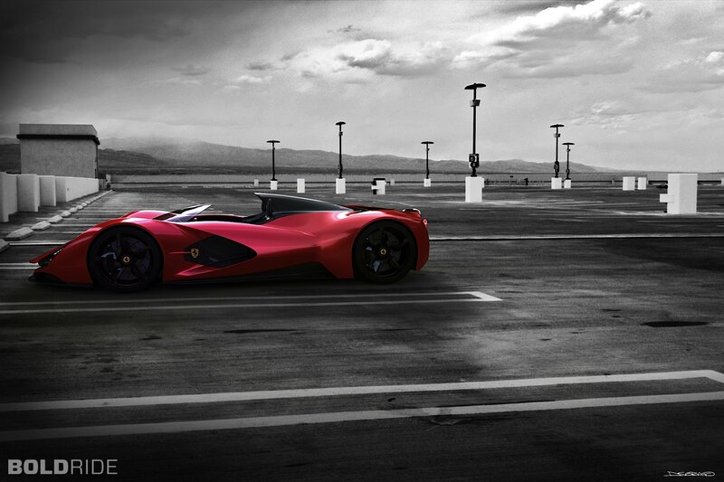 Red Sports Car — Dramatic, Digital Art, Parking Lot