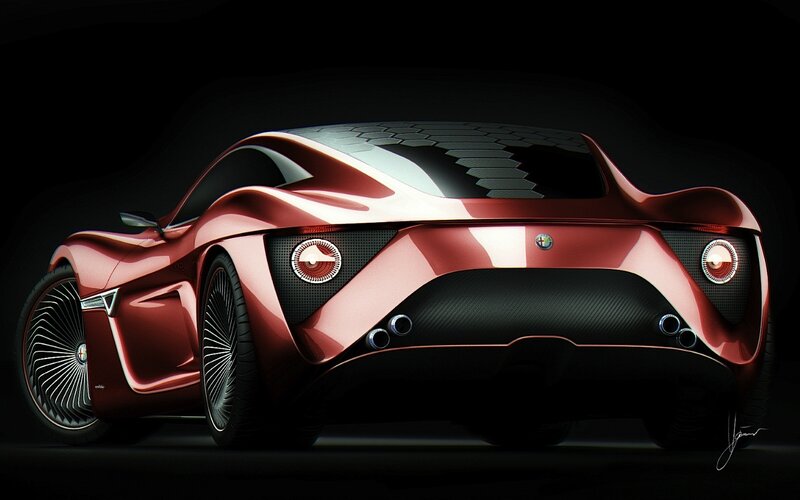 Red Sports Car — Dramatic, Digital Art, Taillights