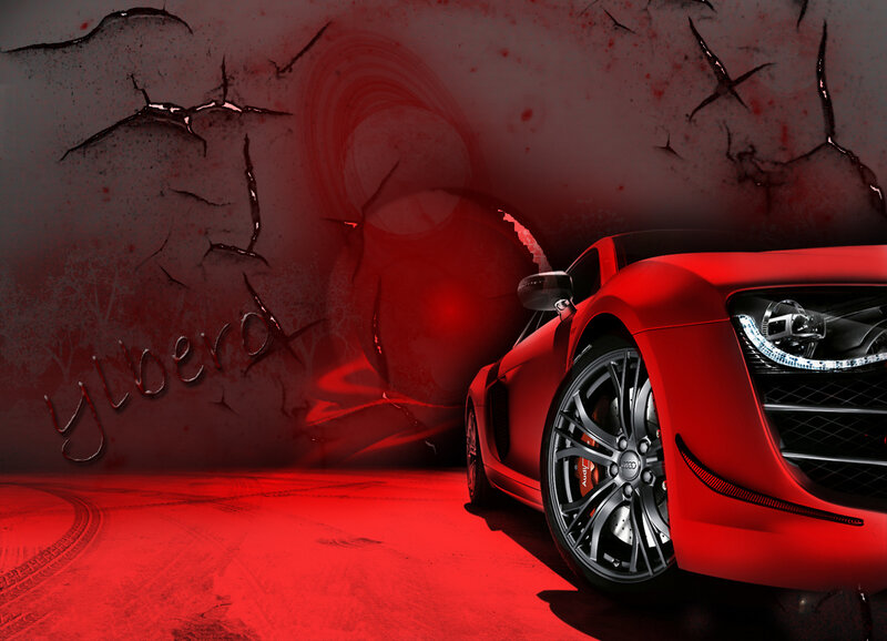 Red Sports Car — Dramatic, Digital Art