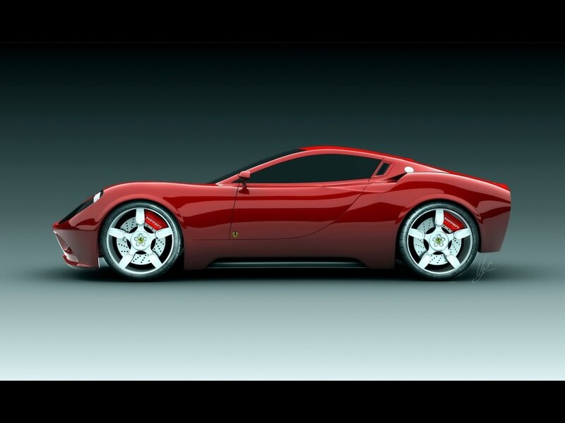 Red Sports Car — Dramatic, Digital Art, Wheel, Side Mirror, Door