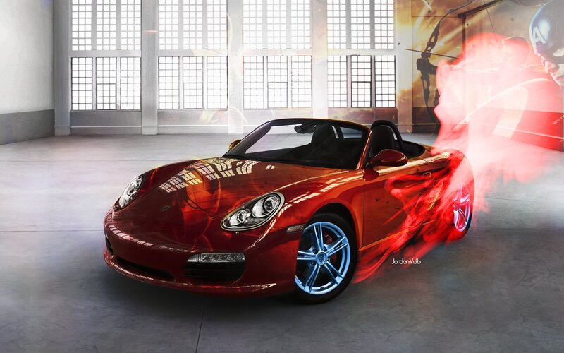 Red Sports Car — Dramatic, Digital Art, Windows