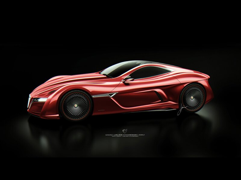Red Sports Car — Dramatic, Headlight