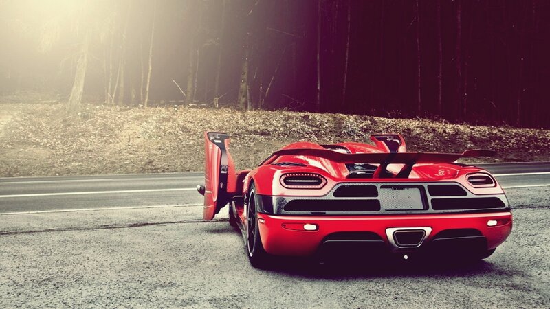 Red Sports Car — Dramatic, Morning