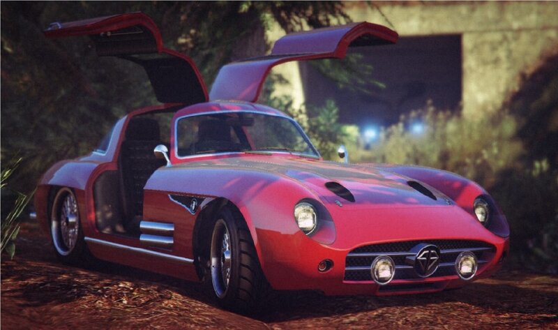 Red Sports Car — Dramatic, Night, 3d Render, Car Door