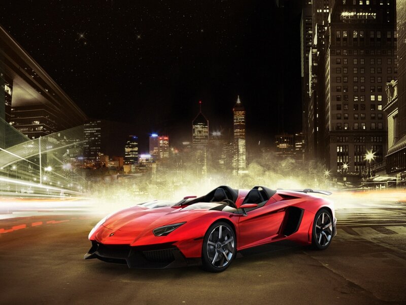 Red Sports Car — Dramatic, Night, 3d Render, City Skyline