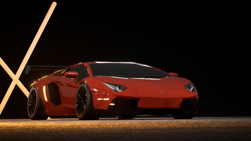 Red Sports Car — Dramatic, Night, 3d Render, Lighting