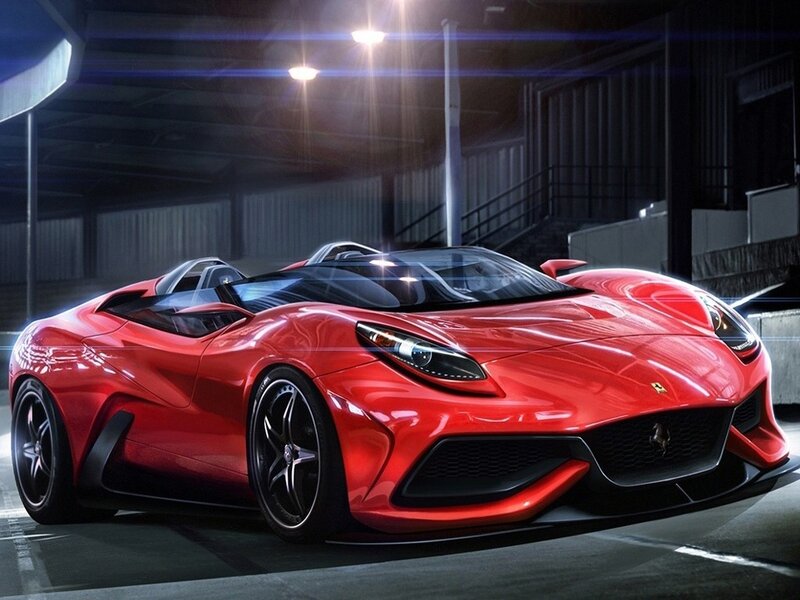 Red Sports Car — Dramatic, Night, 3d Render, Lights, Garage, Black