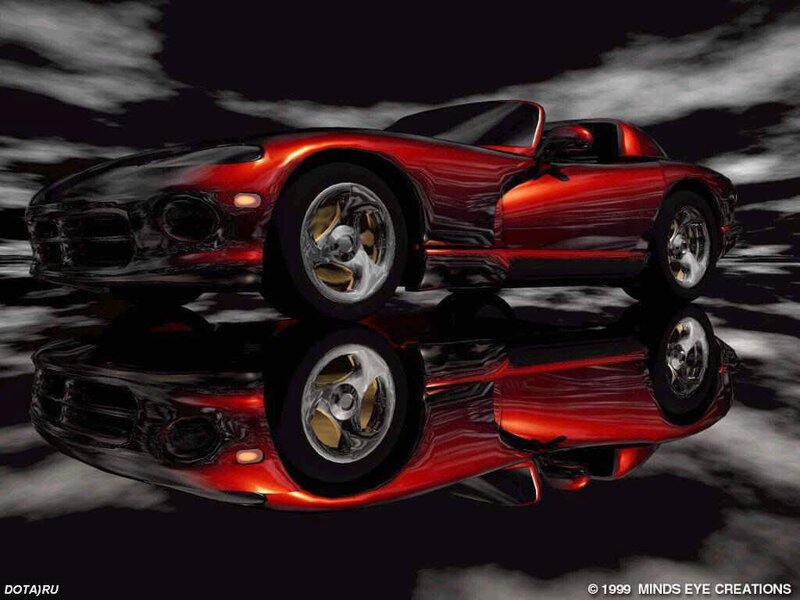 Red Sports Car — Dramatic, Night, 3d Render, Reflection