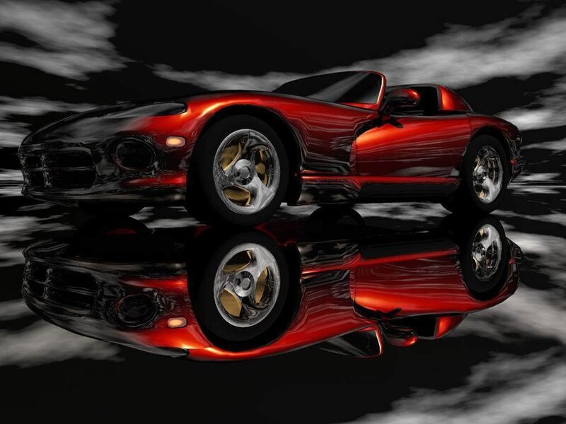 Red Sports Car — Dramatic, Night, 3d Render