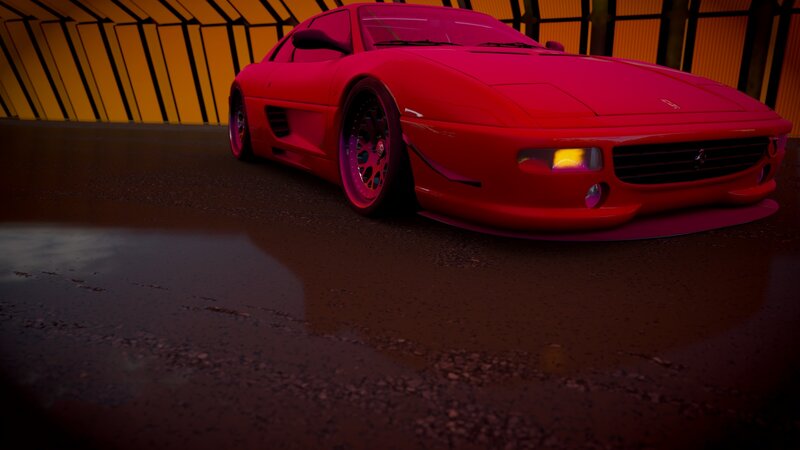Red Sports Car — Dramatic, Night, 3d Render, Tunnel