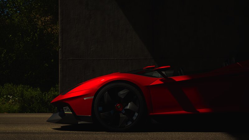Red Sports Car — Dramatic, Night, 3d Render, Wall
