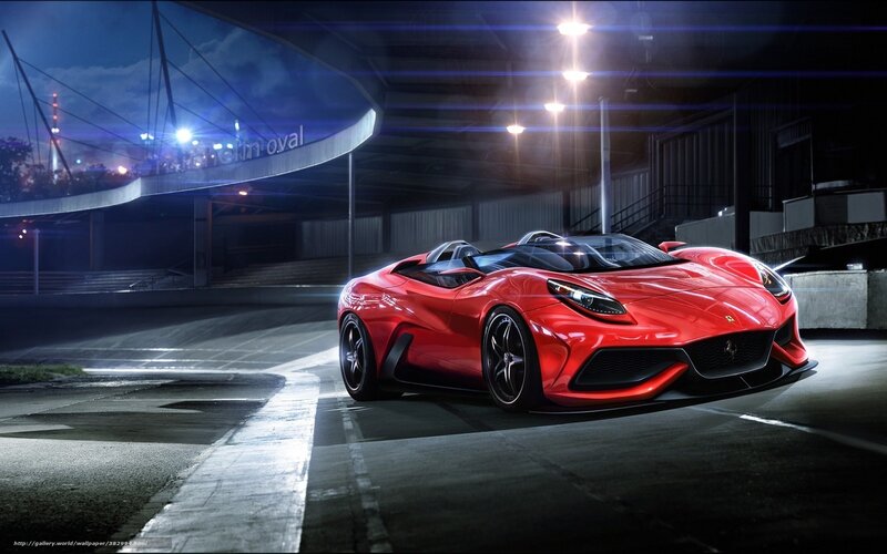 Red Sports Car — Dramatic, Night, Digital Art, Building