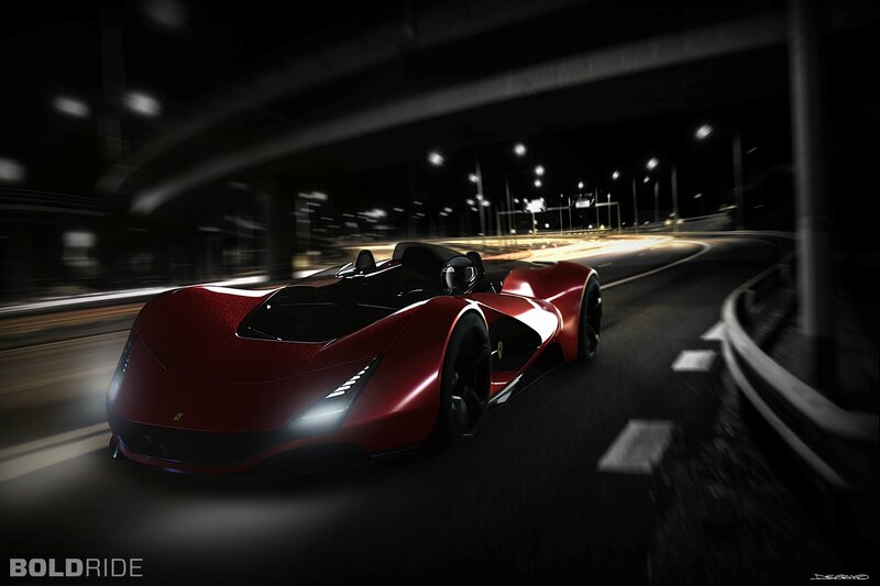 Red Sports Car — Dramatic, Night, Digital Art, Road