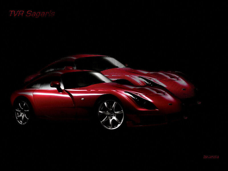 Red Sports Car — Dramatic, Night, Digital Art, Text