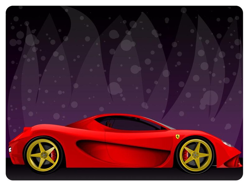 Red Sports Car — Dramatic, Night, Digital Art, Wheels