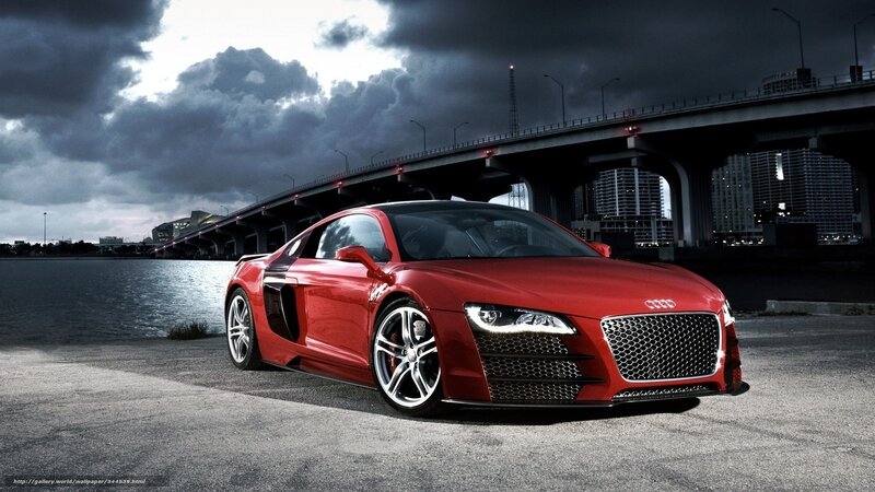 Red Sports Car — Dramatic, Night, Photograph, Bridge