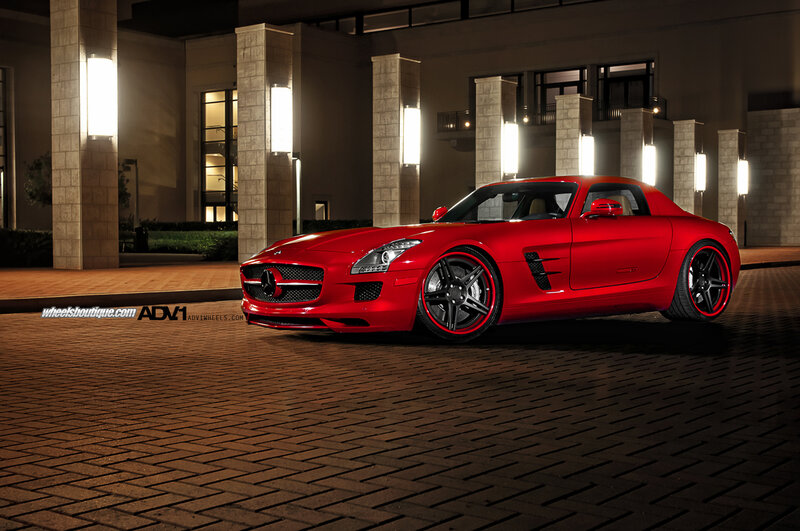 Red Sports Car — Dramatic, Night, Photograph, Building, Wheels