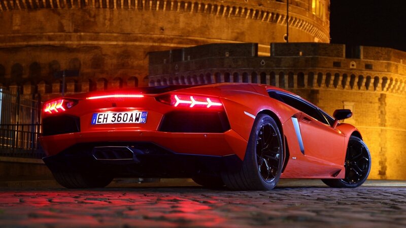 Red Sports Car — Dramatic, Night, Photograph, Castle