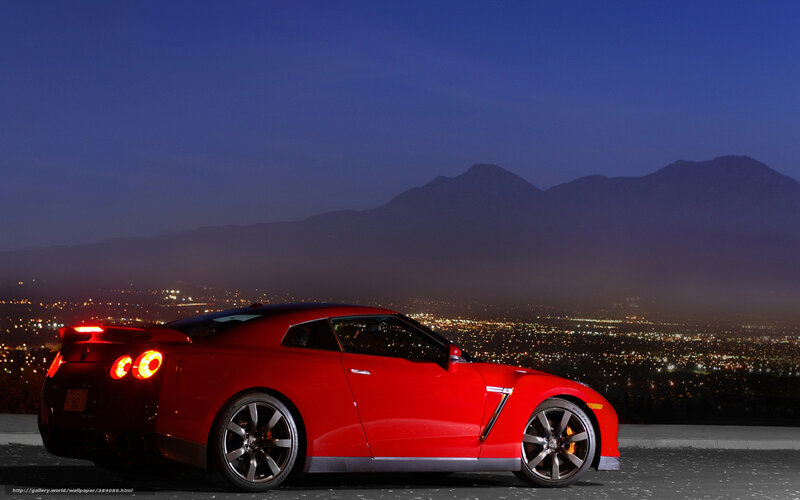 Red Sports Car — Dramatic, Night, Photograph, City Lights, Mountains