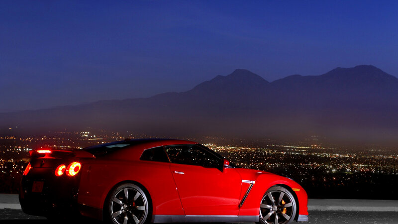 Red Sports Car — Dramatic, Night, Photograph, City Lights
