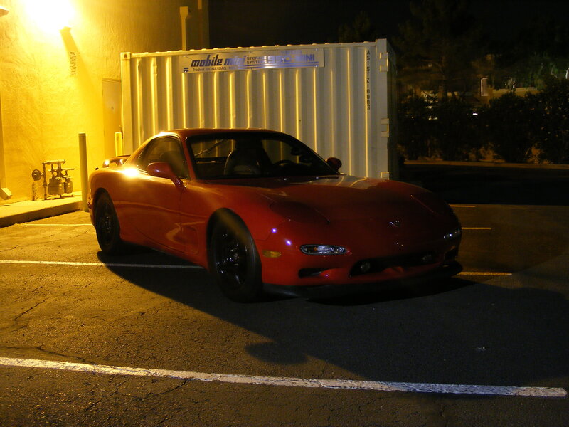 Red Sports Car — Dramatic, Night, Photograph, Container