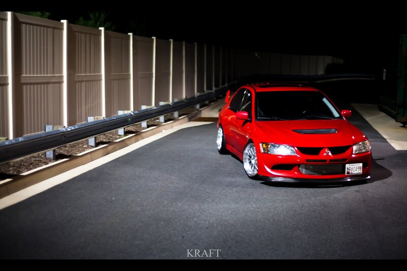Red Sports Car — Dramatic, Night, Photograph, Fence, Guardrail