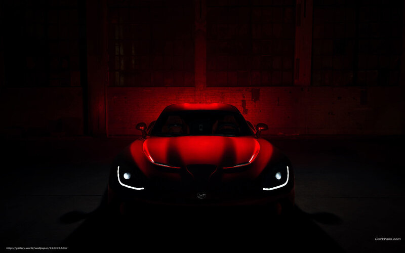 Red Sports Car — Dramatic, Night, Photograph, Headlights, Brick Wall