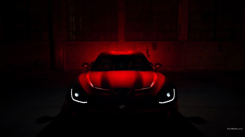 Red Sports Car — Dramatic, Night, Photograph, Lights, Brick Wall