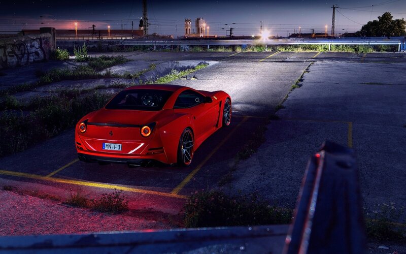 Red Sports Car — Dramatic, Night, Photograph, Parking Lot