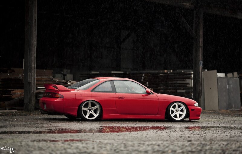 Red Sports Car — Dramatic, Night, Photograph, Rain