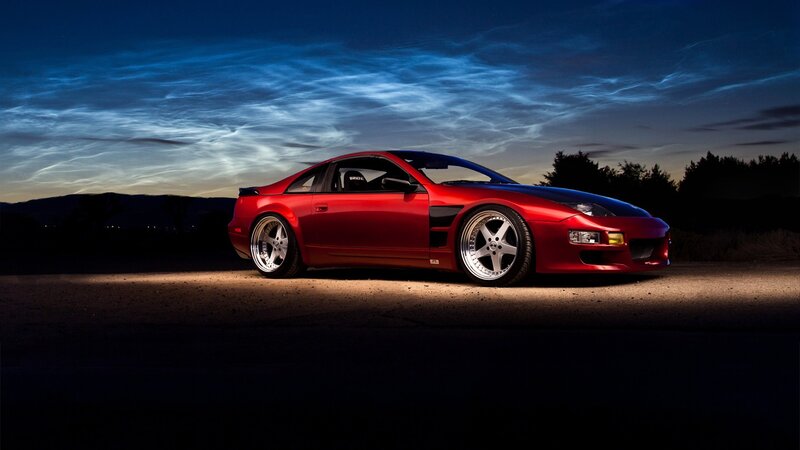 Red Sports Car — Dramatic, Night, Photograph, Sky