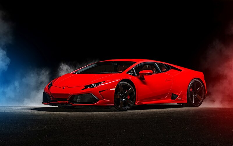 Red Sports Car — Dramatic, Night, Photograph, Smoke
