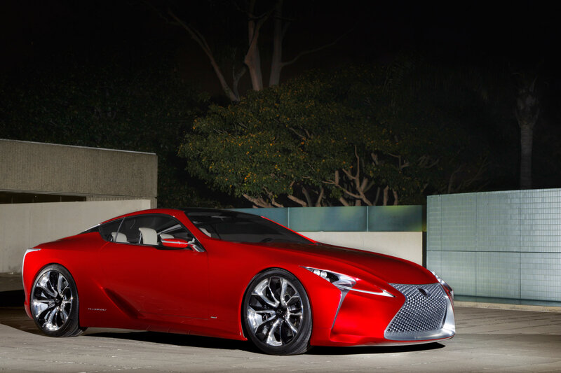 Red Sports Car — Dramatic, Night, Photograph, Trees