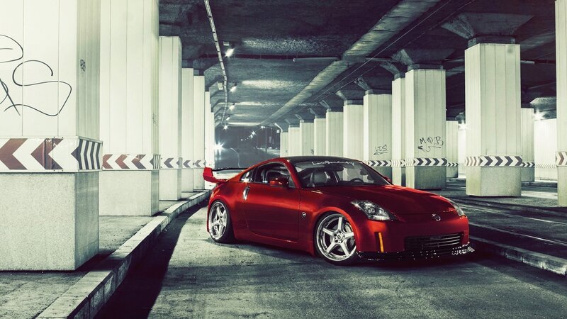 Red Sports Car — Dramatic, Night, Photograph, Underpass