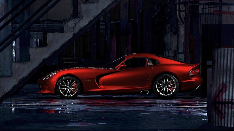 Red Sports Car — Dramatic, Night, Photograph, Wet Floor, Staircase