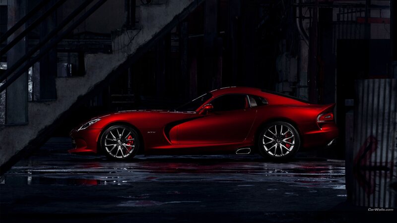 Red Sports Car — Dramatic, Night, Photograph, Wet Pavement, Staircase