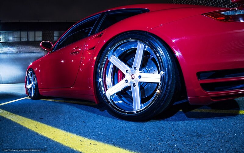 Red Sports Car — Dramatic, Night, Photograph, Wheel