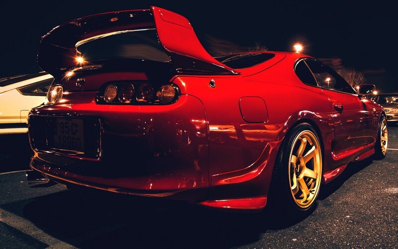 Red Sports Car — Dramatic, Night, Photograph, Wheels