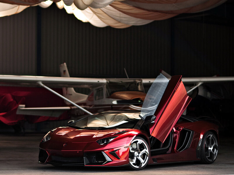Red Sports Car — Dramatic, Photograph, Airplane