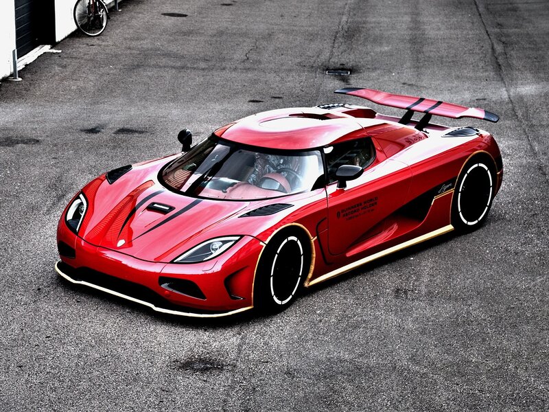 Red Sports Car — Dramatic, Photograph, Bicycle