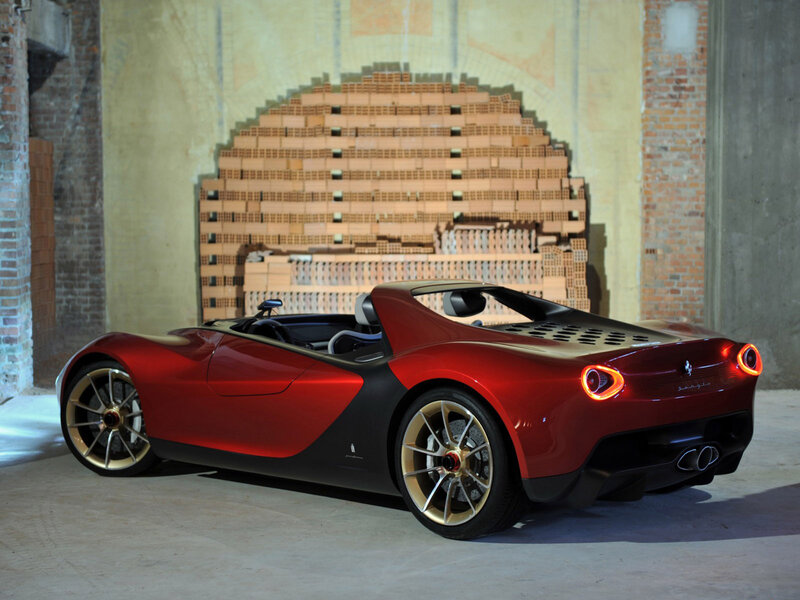 Red Sports Car — Dramatic, Photograph, Bricks