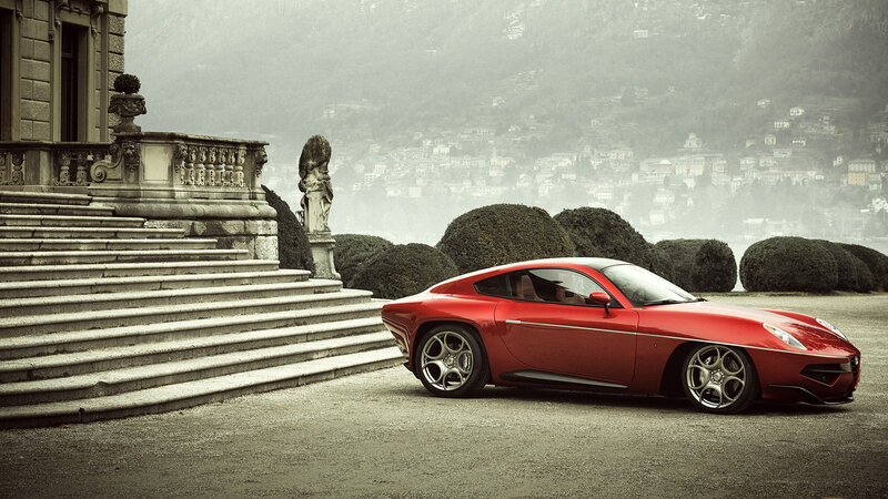 Red Sports Car — Dramatic, Photograph, Building, Stairs