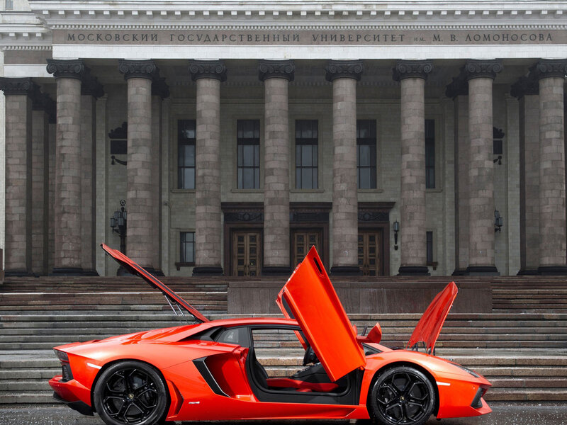 Red Sports Car — Dramatic, Photograph, Building, Steps