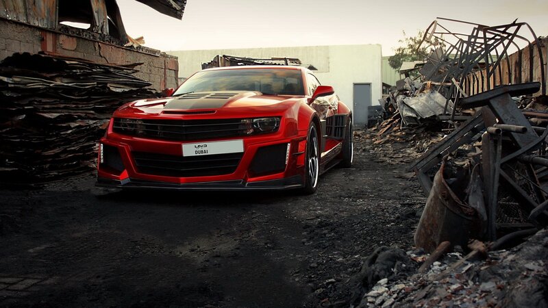 Red Sports Car — Dramatic, Photograph, Burnt Debris