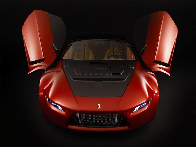 Red Sports Car — Dramatic, Photograph, Car Doors, Headlights, Grille, Black