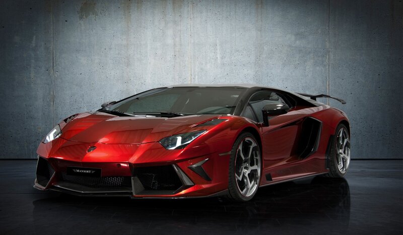 Red Sports Car — Dramatic, Photograph, Concrete Wall, Floor Reflection